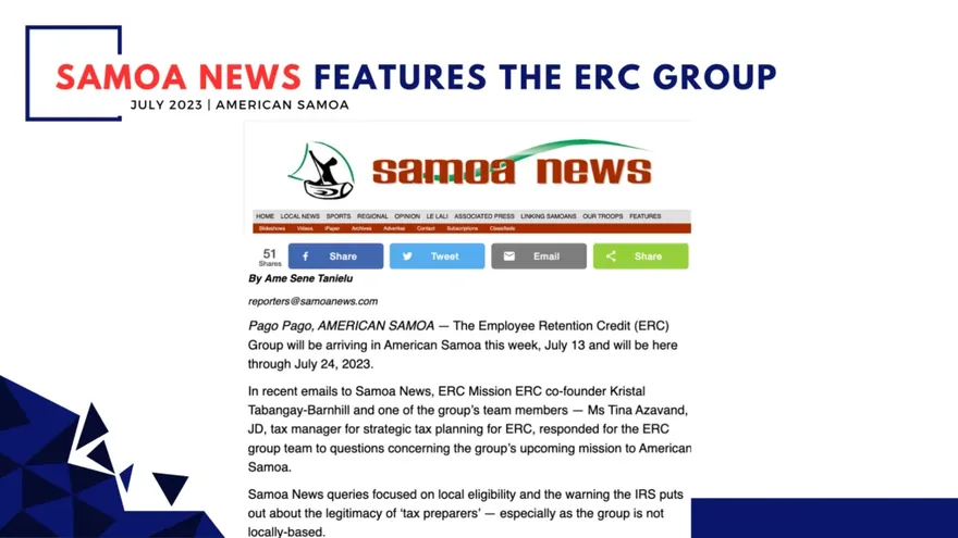Samoa News features The ERC Group — July 2023, American Samoa