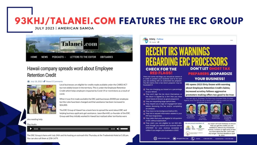 93KHJ and Talanei.com feature The ERC Group — July 2023, American Samoa