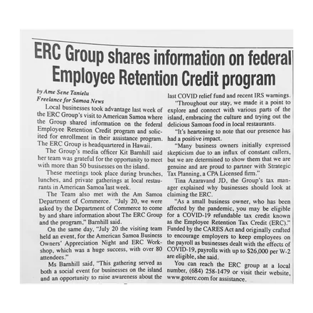 Feature on federal relief outreach in the territories